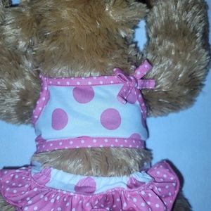 Pink white polkadot bikini with ruffle, adjustable stylish bikini XS Lulupink.